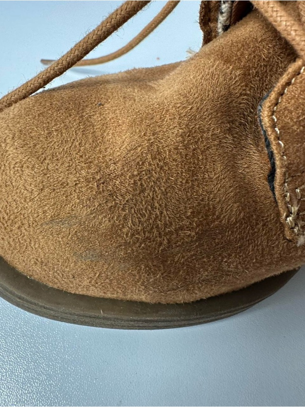 Women’s Tan Suede Lace-Up Ankle Boots with Patterned Collar - Picture 14 of 14